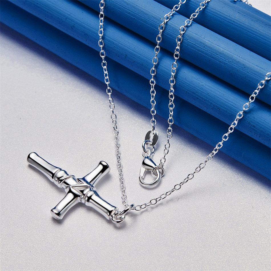 Collana con pendente a croce squisita in argento sterling 925, 16-30 pollici, per uomo e donna, gioielli alla moda, accessori hip-hop