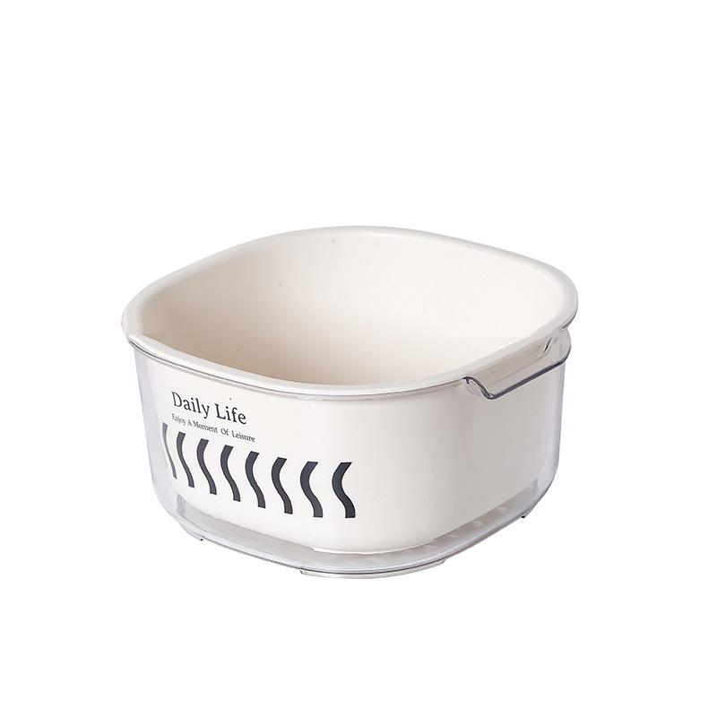 

Cream White Double-Layer Kitchen Strainer Basket for Fruits and Vegetables