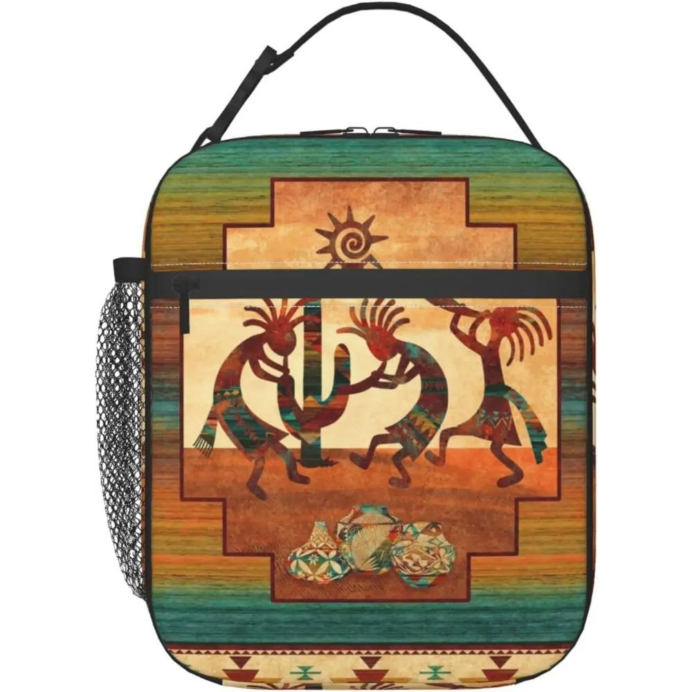 

Американский Кокопелли Унисекс Термосумка для ланча Сумка для еды Многоразовая Изолированная Портативная Ланч-бокс Сумки для работы Пикника Пляжа 26x21x11CM бежевый