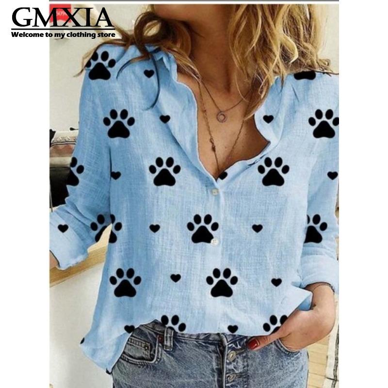 GMXIA Damska Moda Casual Rekreacyjna Bluzki i Koszule z Długim Rękawem z Kołnierzykiem POLO