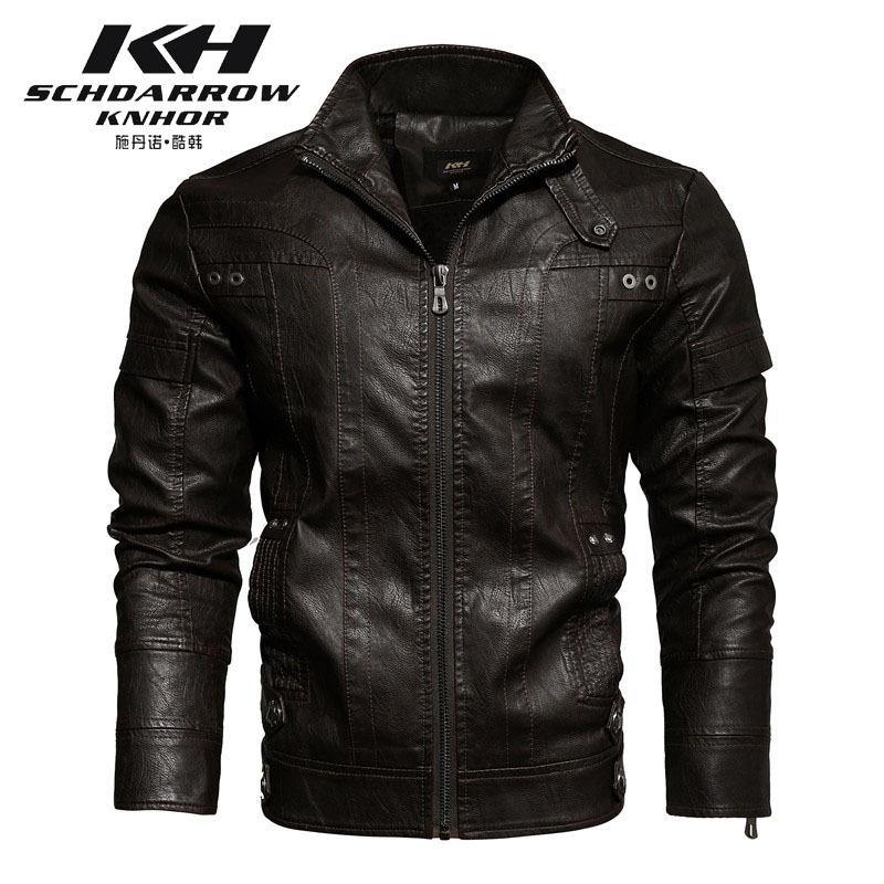 A men's new leather jacket high-quality imitation leather PU top retro European and American leather jacket trendy brand