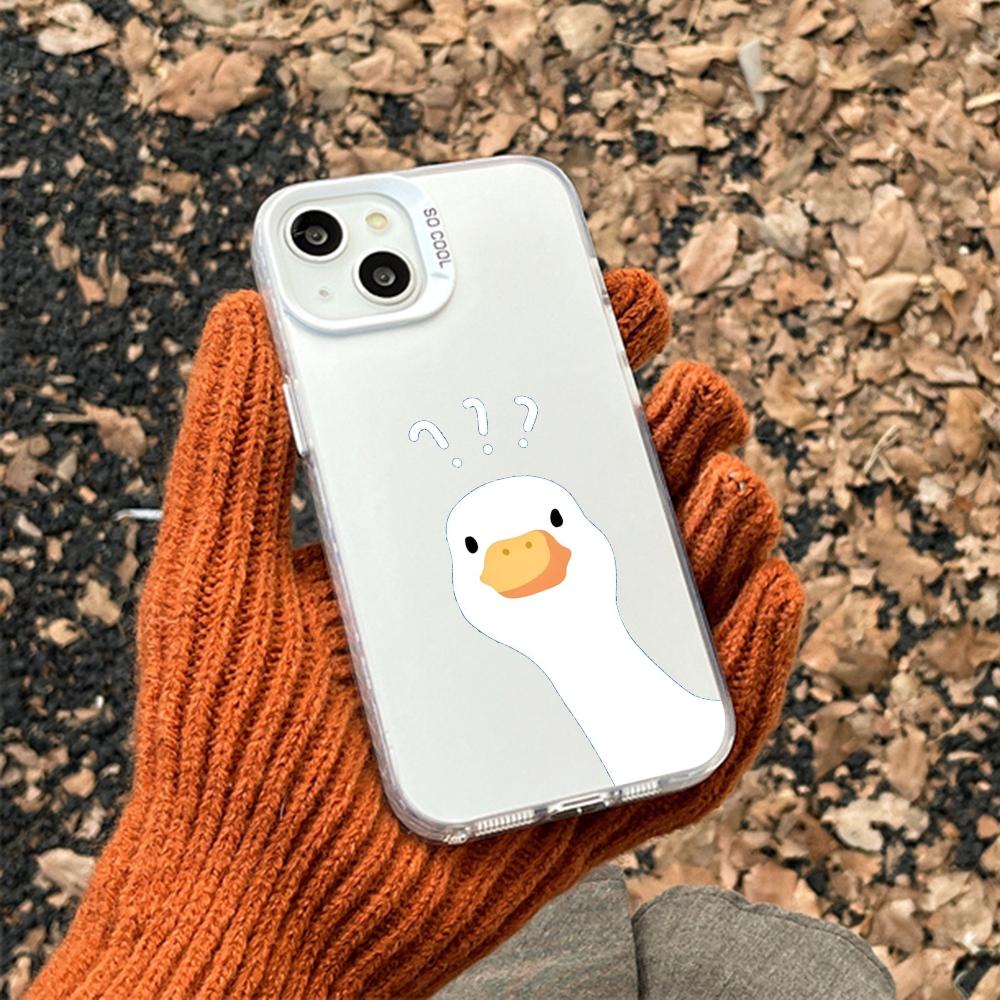 

Cute Confused Duck Creative design Phone Case For lMDColor Silver Shell For lPhone 17 16 e 15 14 13 12 11 Pro Max Plus iPhone 15 Pro