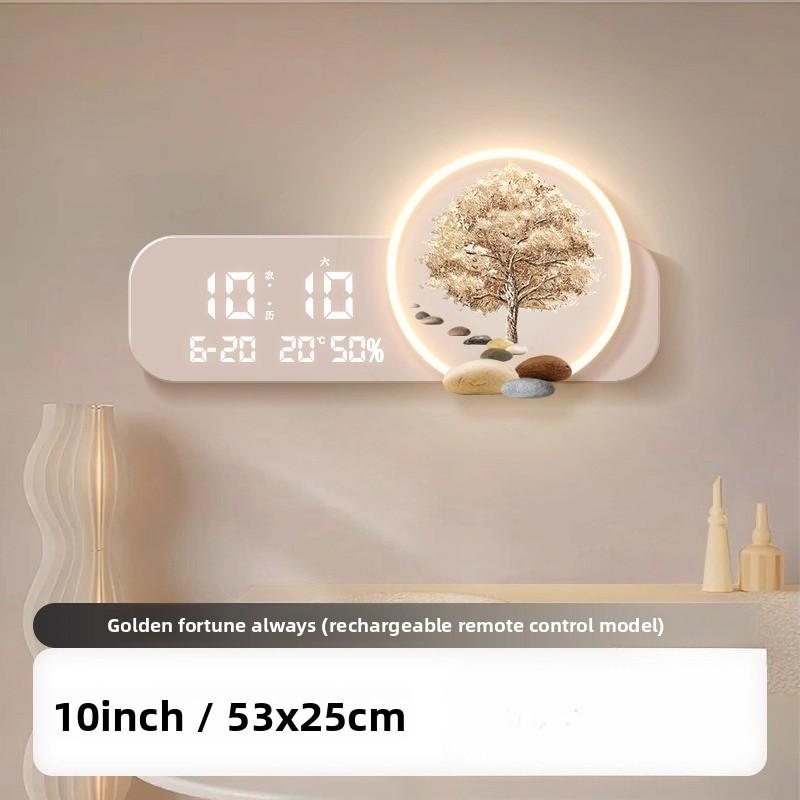 Modern Simplicity Restaurant Perpetual Calendar Decorative Wall Clock Living Room Electronic Screen Clock Mural Mute Wall Clock (as the picture,10 inch)