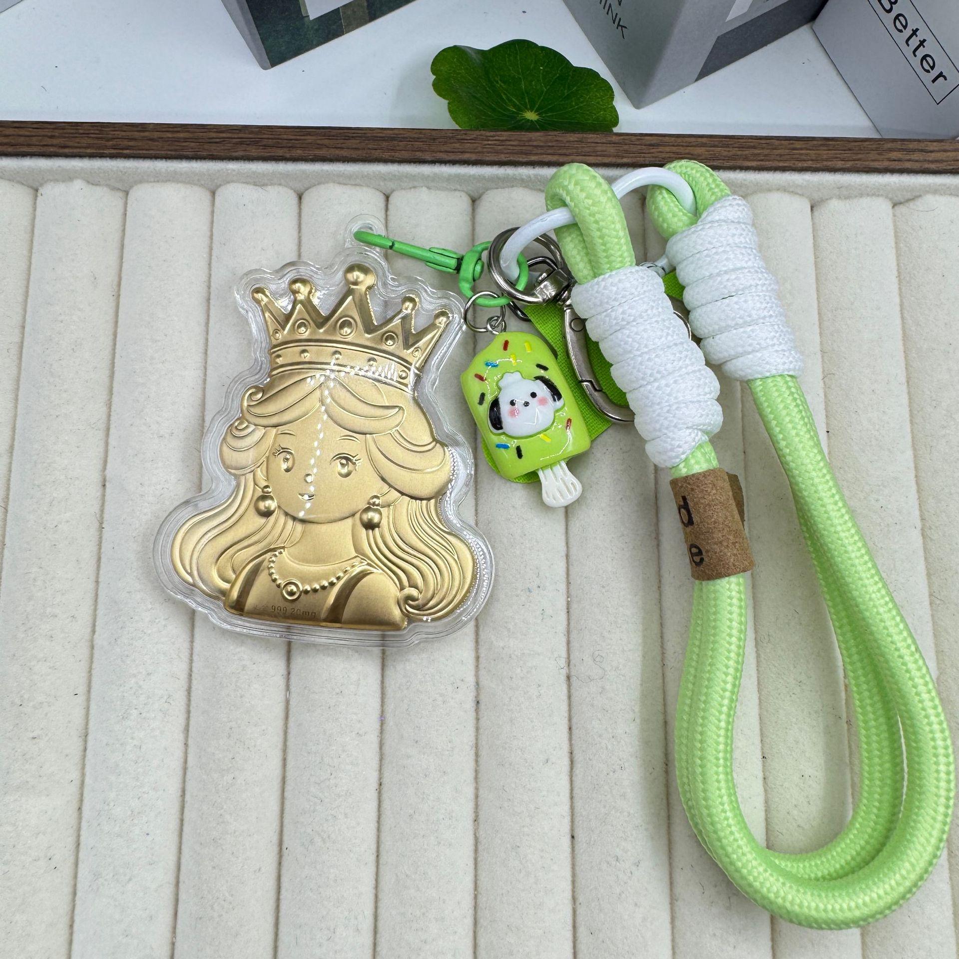 999 Pure Gold Princess Phone Charm - Cute Anime Keyring & Pendant No Gold