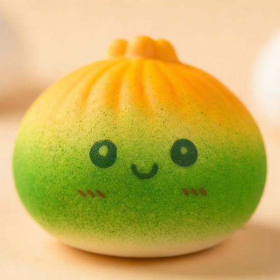 Gradient Cartoon Steamed Bun Toy Slow Rebound Stretchy Simulated Dumpling Squeeze Toy Portable Smiling Bun Hand Exercise Relaxation