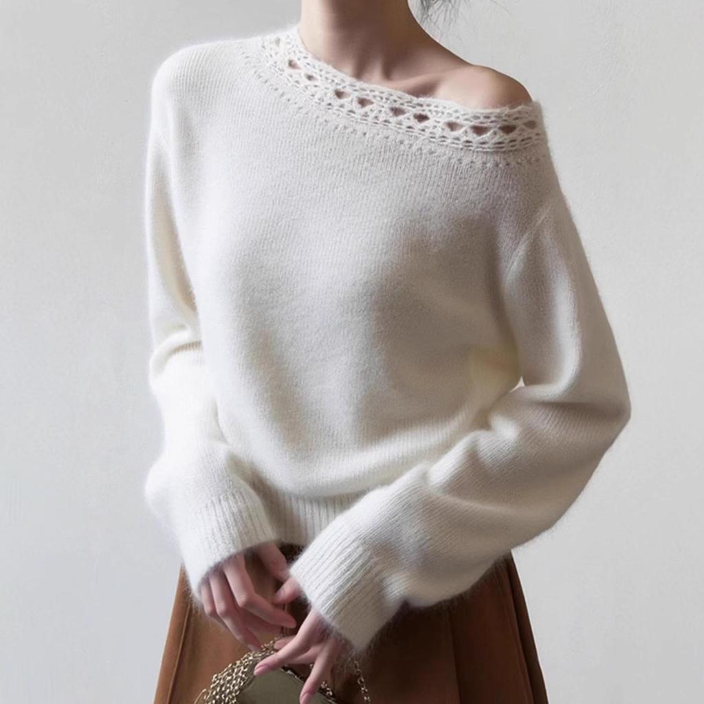 2025 Women's Hand-Crocheted 100% Cashmere Round Neck Slimming Sweater