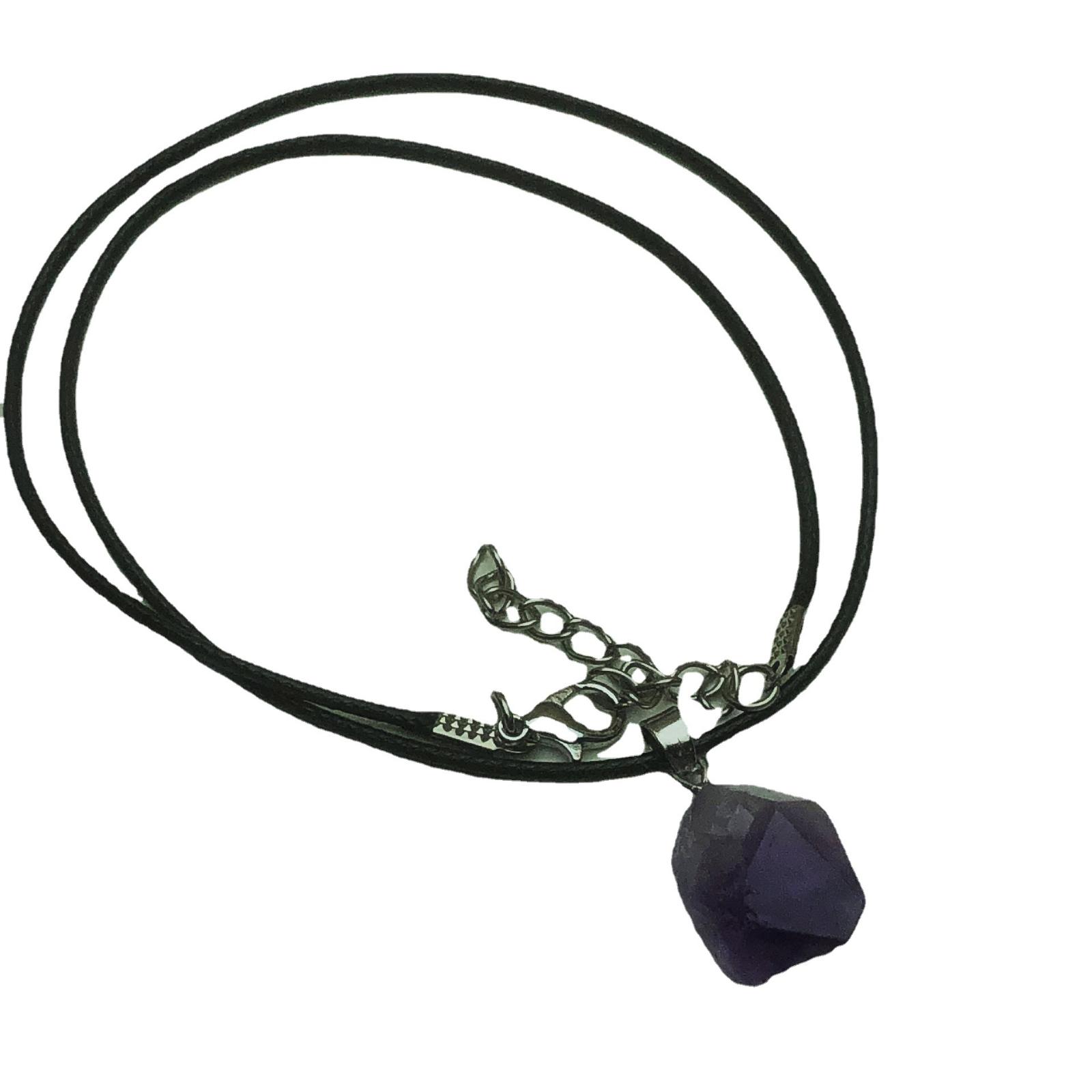 Натуральный женский аметистовый кулон-ожерелье Прозрачный лавандово-фиолетовый камень Чокер Кристальные украшения Подарок One Size фиолетовый