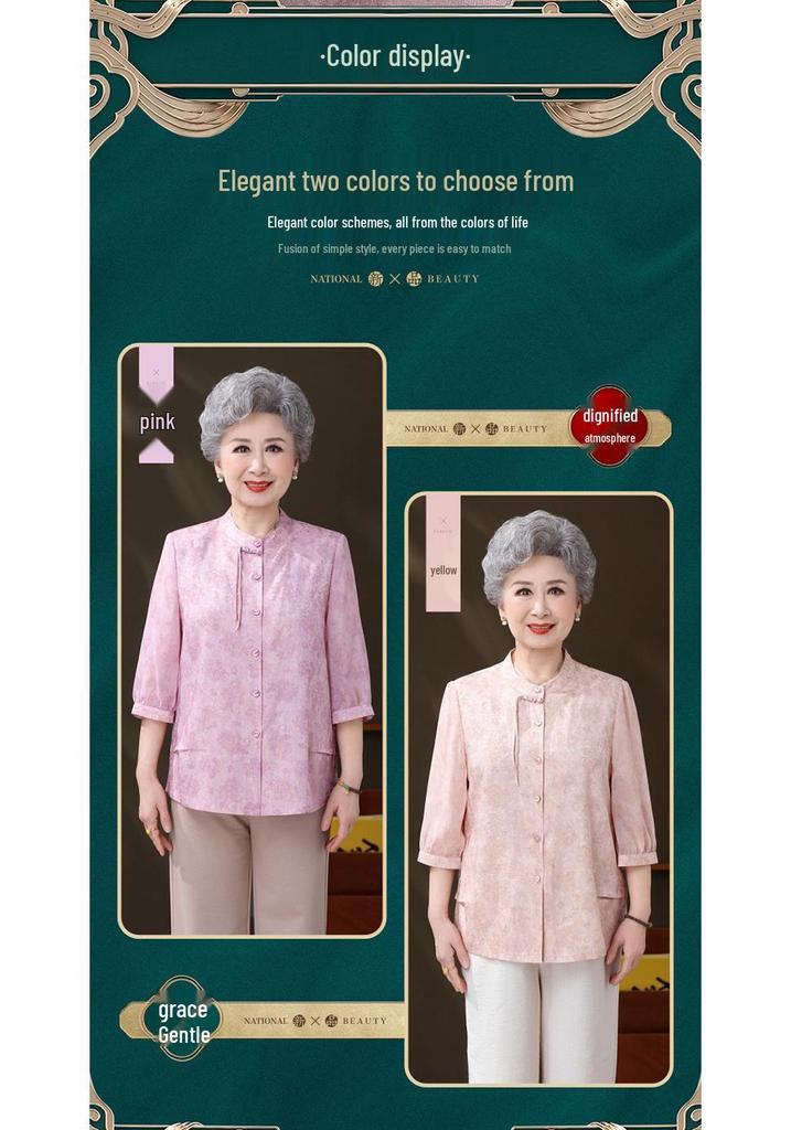 Spring Fashion National Style Shirt for Middle-Aged & Senior Women