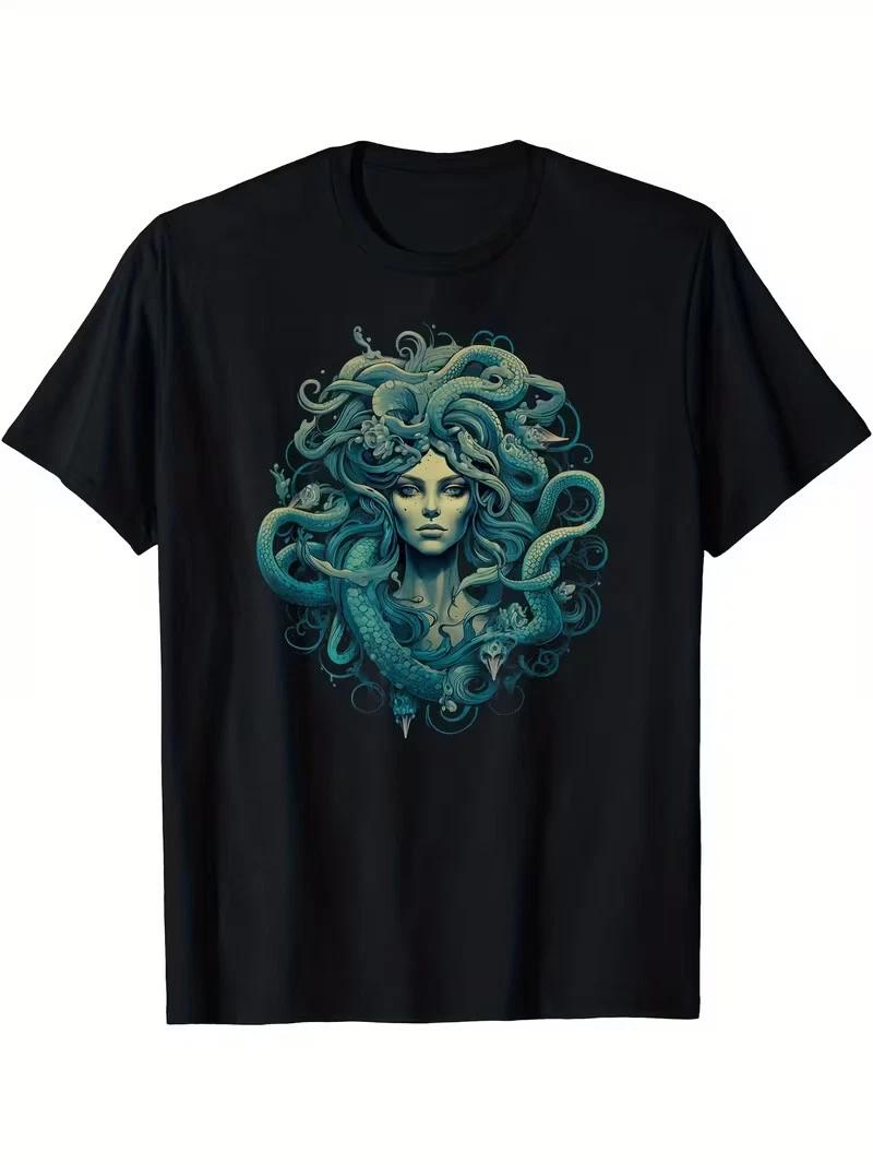 Medusa Greek Mythology Ancient Dark Retro Design Halloween T-Shirt, Men s T-Shir S