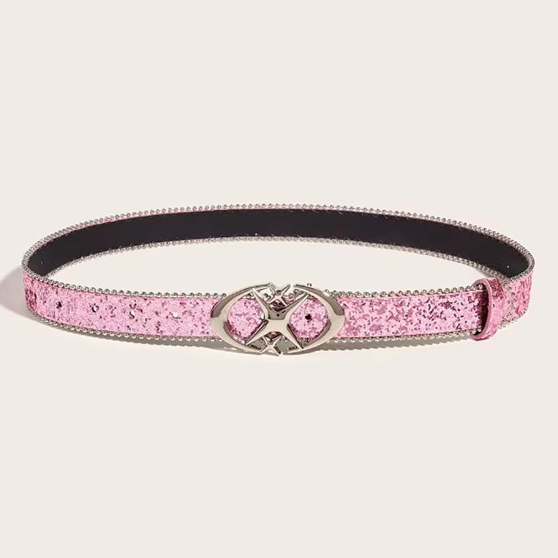 Trendy Punk Cross Star Buckle Belt Design Metal Gothic Men Women Y2K Belt Pu Leather Waistband Jeans Pants Decorative Belt