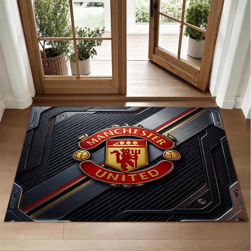 Manchester United Design Crystal Velvet Rug Soft Decorative Mat for Bedroom Entrance