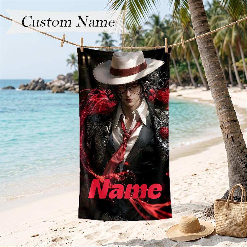 Muzan Kibutsuji Custom Name Printed Beach Towel Personalized Soft Towel For Swimming Beach Travel