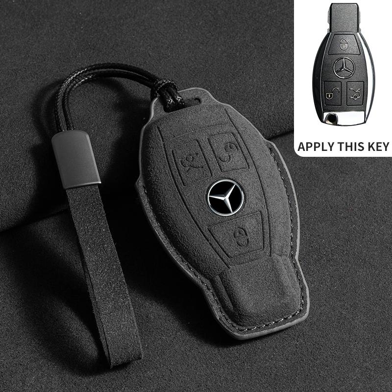 Suede Leather Car Key Case for Mercedes Benz E Class W213 W205 E200 E260 E300 E320 AMG CLA 2018 2019 2020 Remote Fob Shell Case