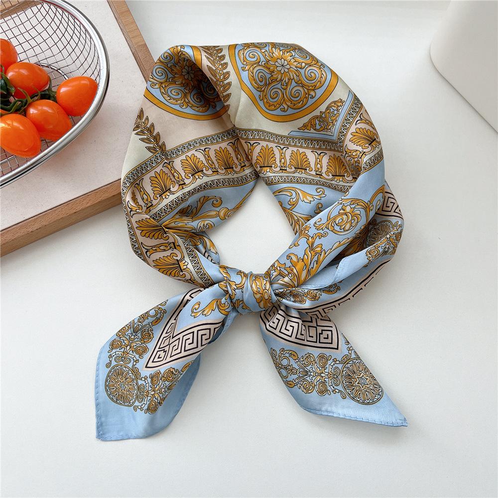 70*70cm New Luxury Square Scarf Silk Scarves Women Neck Hair Tie Band Hijab Kerchief Head Headband Smooth Bandana Female Foulard
