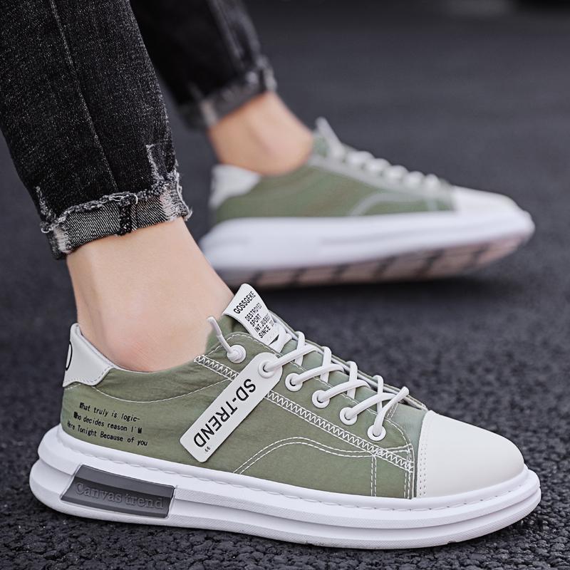 Ice Silk Trendy Shoes New Canvas Shoes Breathable and Comfortable Sports Shoes Casual Flat Shoes Lace Up Fashionable Men's Shoes