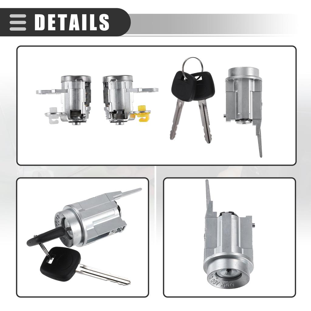 ACROPIX Cilindro de Fechadura Cilindro de Fechadura de Ignição Cilindro de Fechadura de Porta para Toyota Tacoma Inclui 2 Prateados Número da Peça 1 Conjunto Kit, Cilindro, 1995-2004, Metal, Chaves,