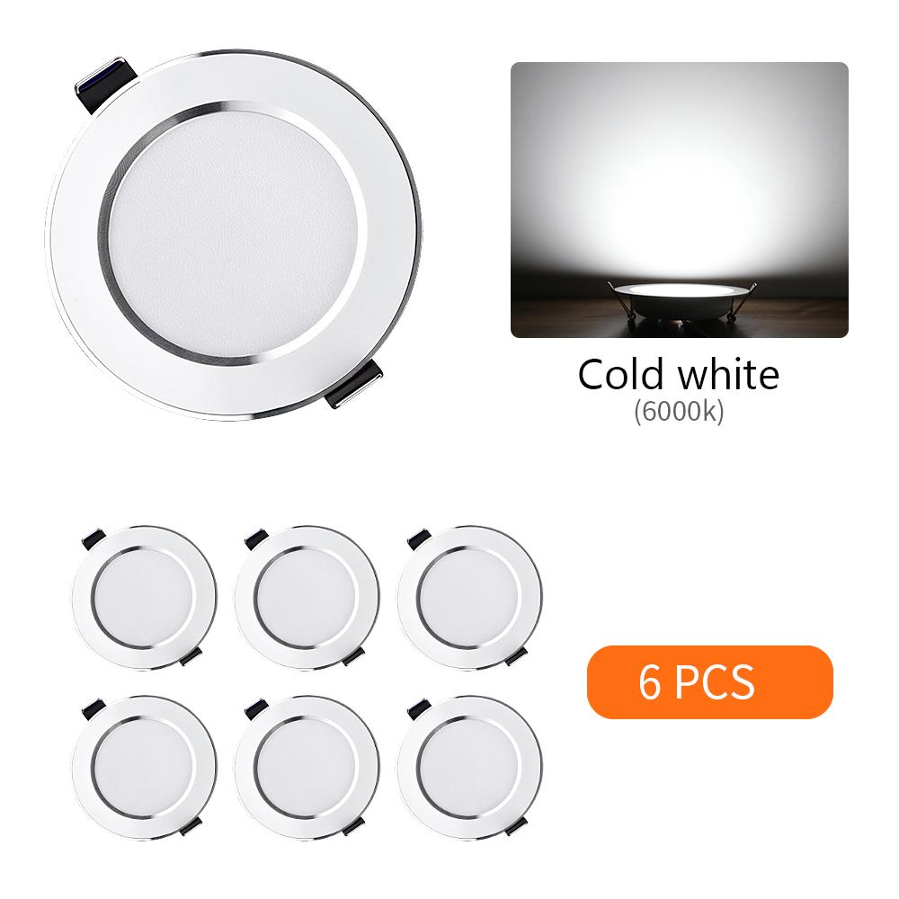 

6/12 шт. светодиодный потолочный светильник, трехцветный, с регулируемой яркостью, 5 Вт, 9 Вт, 12 Вт, 15 Вт, встраиваемый потолочный светильник, светодиодный прожектор для гостиной, ванной комнаты 5W&220V (176-264V)