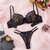 JYL Lace Edge Half Cup Underwear Set, No Steel Ring For Relax Wear