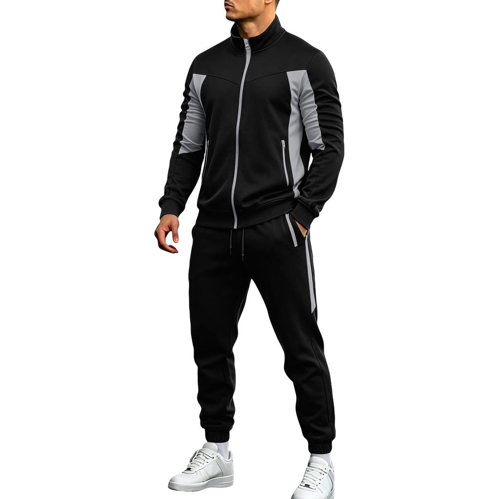 Herren Farbiges Sport-Trainingsanzug Jacke und Hose Set für das Training