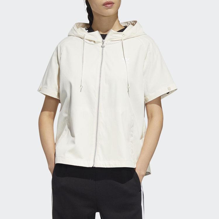 Adidas Originals Solid Color Detachable Hooded Windbreaker Women outerwear White HH9452