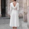 Damen Satin Langarm Midi Kleid mit Wasserfall-Ausschnitt und tailliertem Bund für Abendparty Formelle Anlässe
