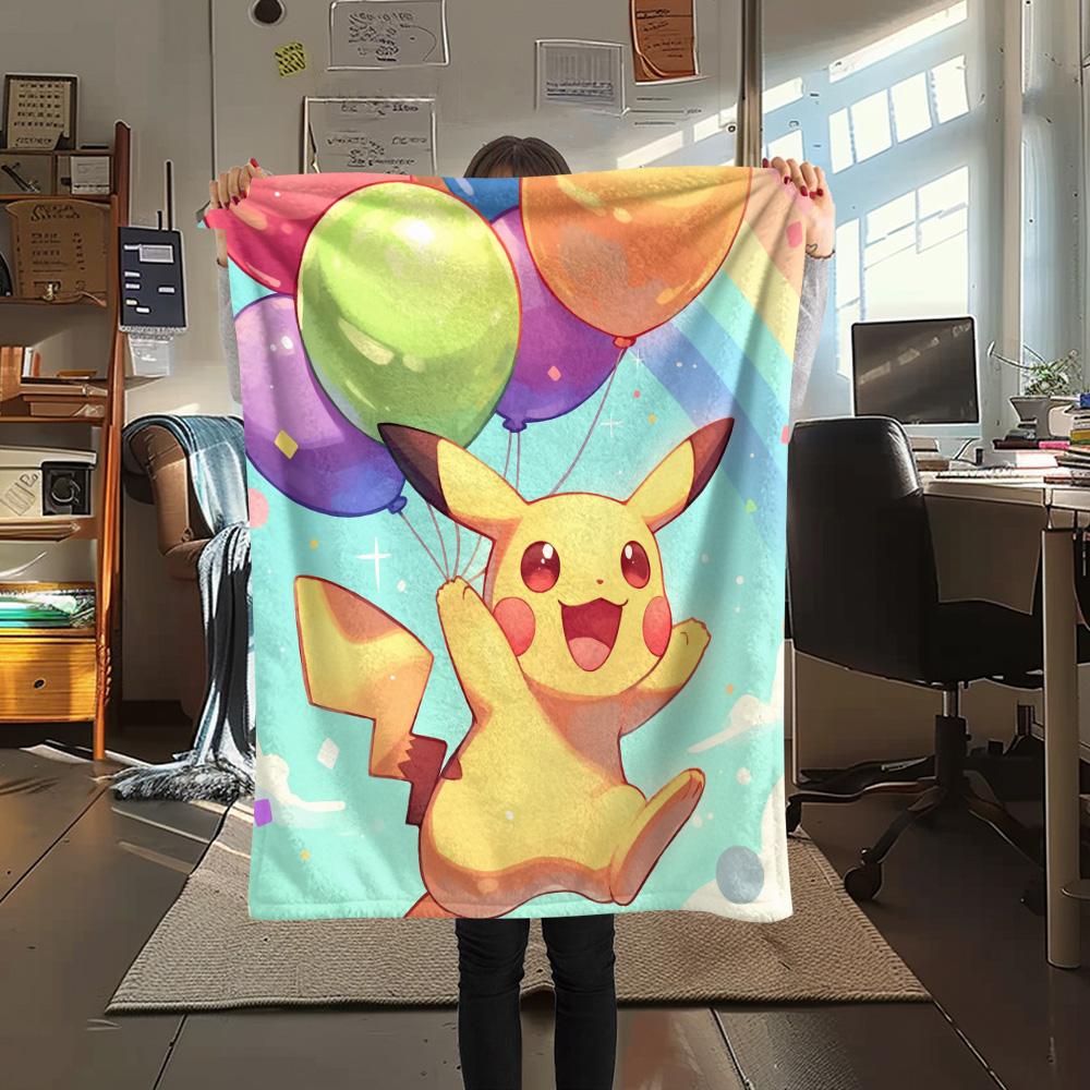 Sky Pikachu  Print Flannel Blanket, High quality Comfortable for All Seasons, Home Decor, Warmth and Comfort