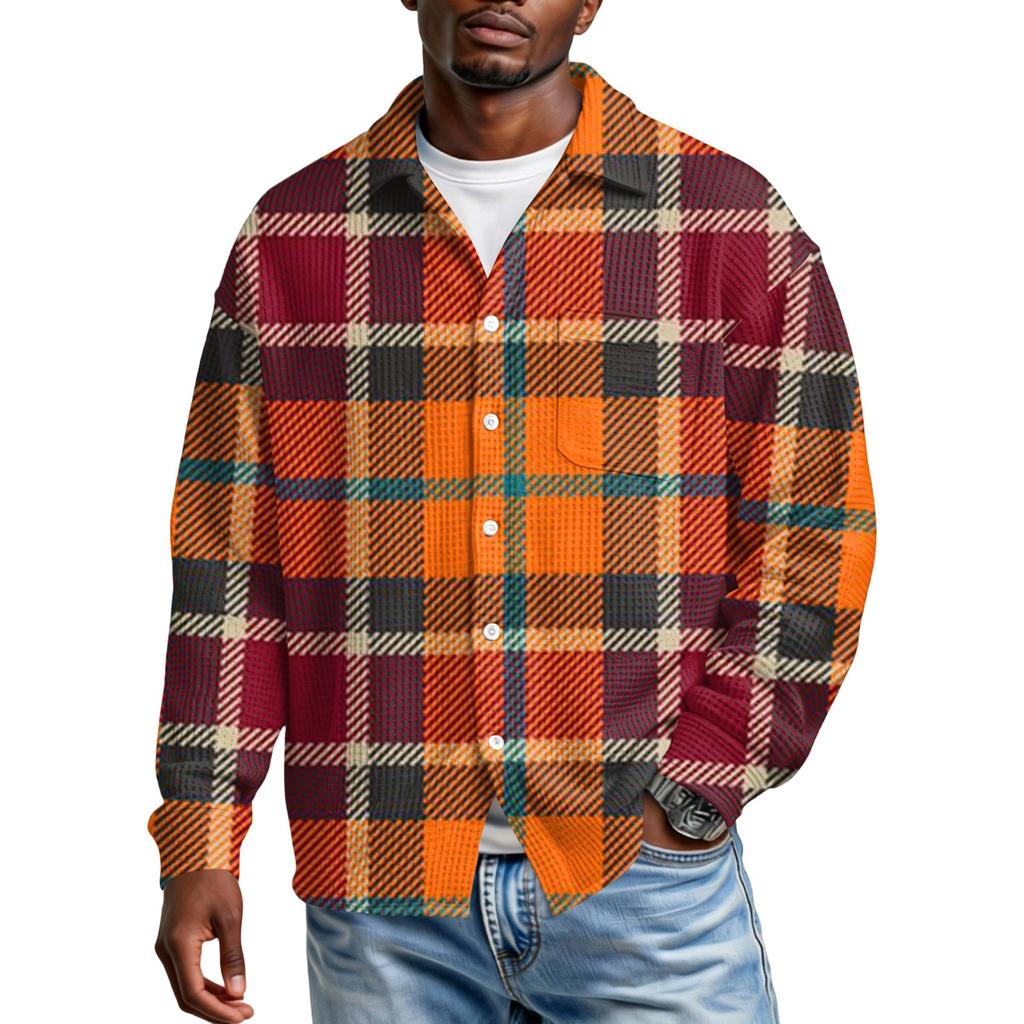 Men's Casual Button-down Long-sleeved Shirt With Pocket