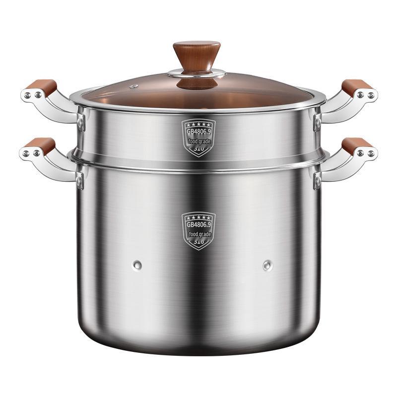 316 Stainless Steel Large Capacity Stock Pot for Stewing, Broiling, and Steaming, Food-Grade and Integrated Molding Design.