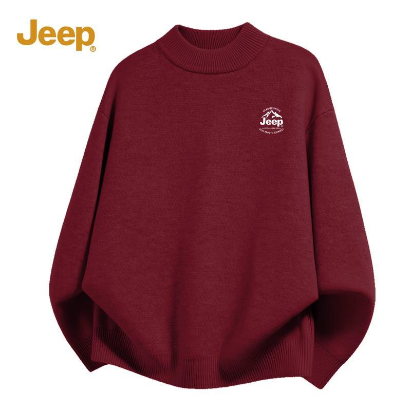 JEEP Men's Heavyweight Fleece-Lined Half-High Collar Sweater