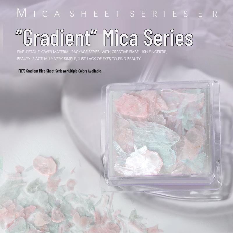 

Переливающиеся хлопья слюды для украшения ногтей - Ультратонкие неровные кусочки ракушек в квадратной коробке