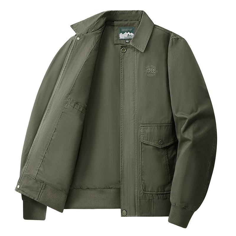 Casual Jacket, Men's Cotton Workwear Jacket, Simple and Versatile Cotton Collar
