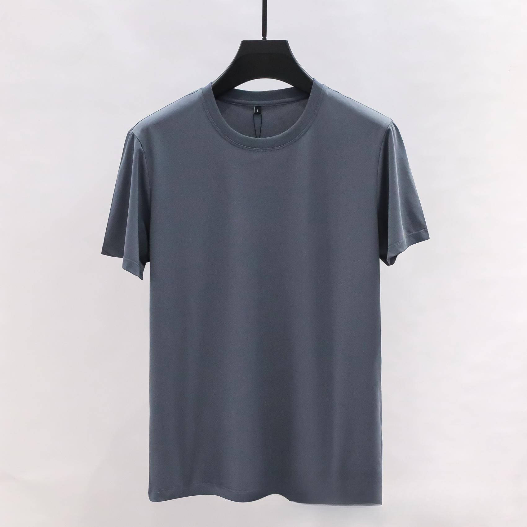 

Весна и лето, однотонная мужская мягкая шелковая молодежная футболка с короткими рукавами, повседневная свободная рубашка с круглым вырезом и круглым вырезом 4XL