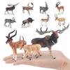 Forest Animal Model Simulation Wildebeest Antelope Big Horn Deer Twist Horn Goat Antelope Static Ornament Toy