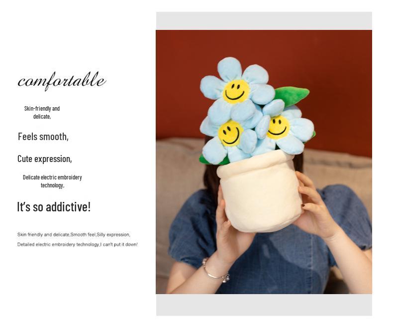 Sunflower Doll Plush Toy - Small Potted Plant Ornament for Home or Office Decor