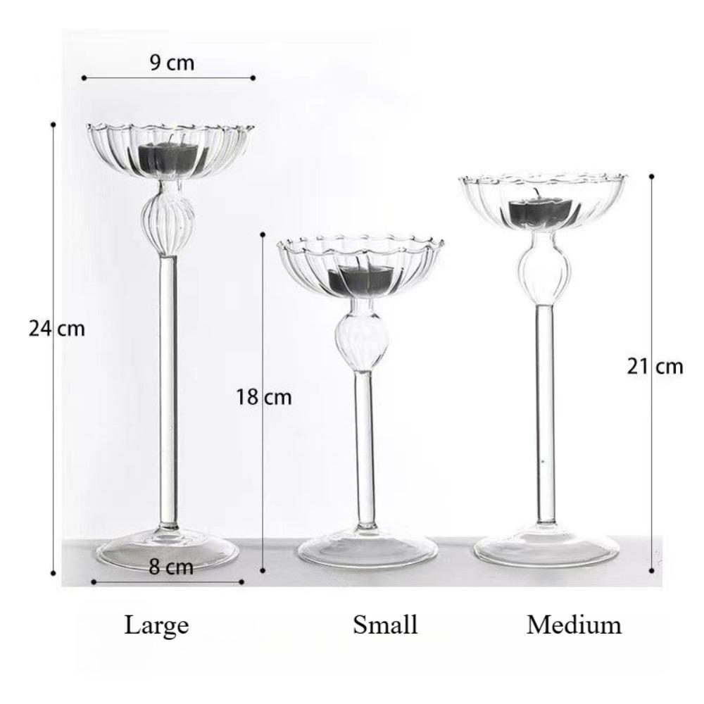 Romantic Transparent Glass Candlestick Holder European Candlelight Dinner Candlestick Home Decoration Ornament Wedding Supplies