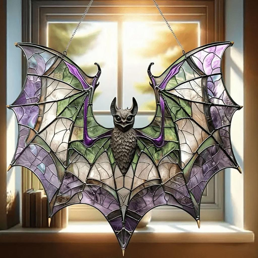 Malovaný netopýr akrylový dekorativní přívěsek Halloween domácí zahradní dekorace závěsný přívěsek