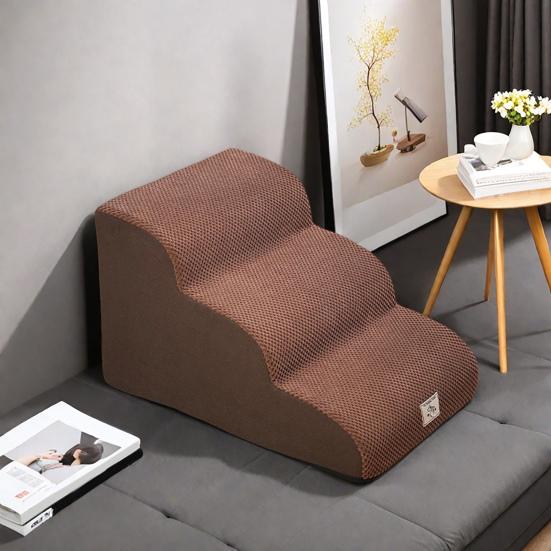 Dog Stairs for Small Dogs Curved Dog Steps Indoor Puppy Older Pets Ramp with Washable Cover Non-Slip Bottom Stairs for Puppies Medium Pets