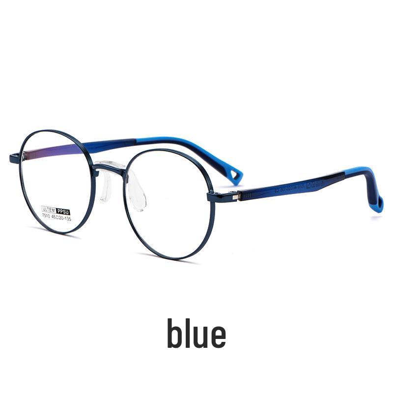 Ultralight Round Myopia Glasses 7510S for Kids & Women - Small Face Frame with Plastic & Steel Temples