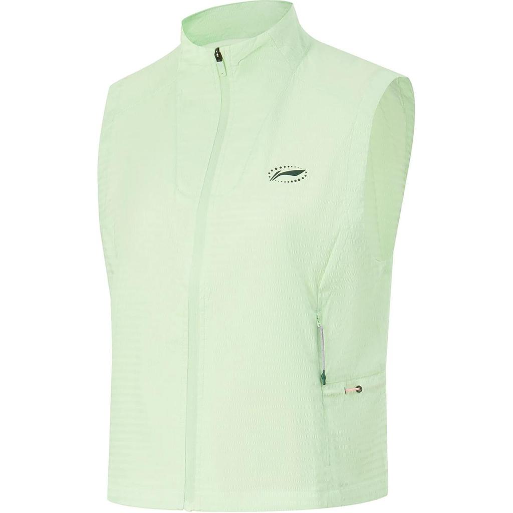 Li Ning Running Series Solid Color Zipper Stand Collar Comfortable Breathable Casual Vest Women vest Fairy-Fruit-Green AMDU016-1