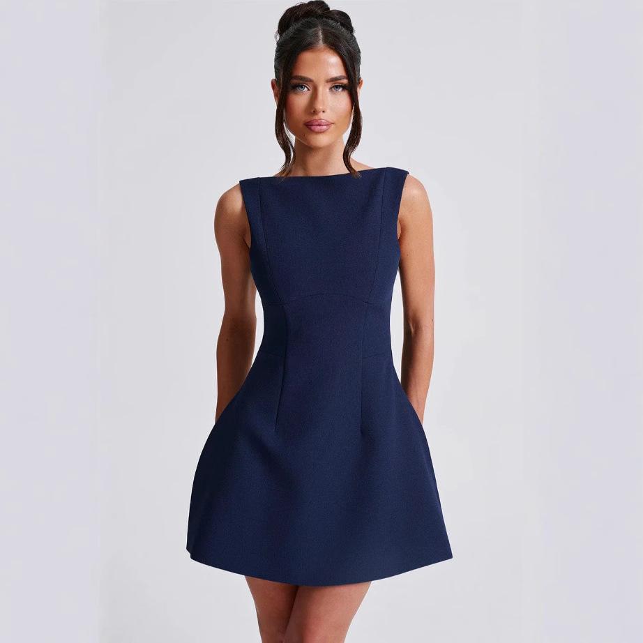 Women's Petite Sleeveless Summer Dress - Pear-Shaped, Waist-Slimming, Sweet and Simple Design