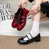 Fashion Spring Autumn Women Double Buckle Mary Janes Shoes Patent Leather Dress Lolita Shoes High Heels Pumps Retro Ladies tabi Shoes
