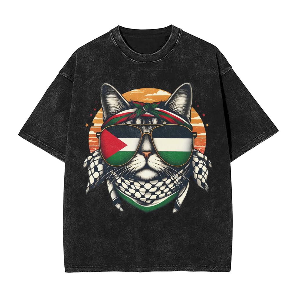 Palestine Cat Lovers Peace T-Shirt Simple T-Shirts Short Sleeve Y2K Classic Tops Summer Casual O-Neck Oversize Top Tees