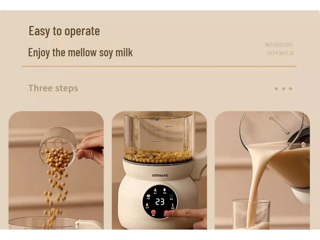 OSTMARS Fully Automatic Mini Soybean Milk Maker: Multifunctional, No Cooking or Filtering Required.