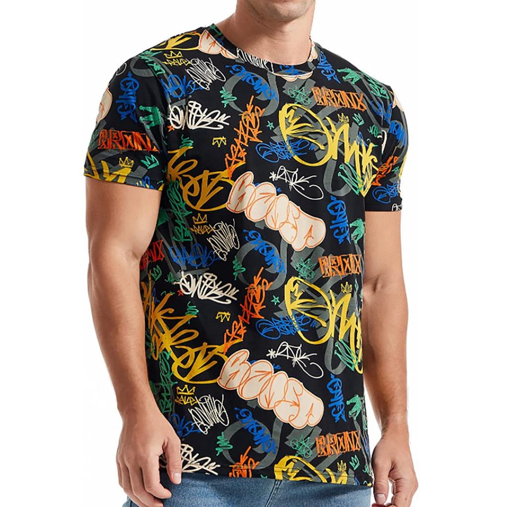 Sommer Rundhals 3D Graffiti Print Top Modische Lässige Kurzarm Herren T-Shirts