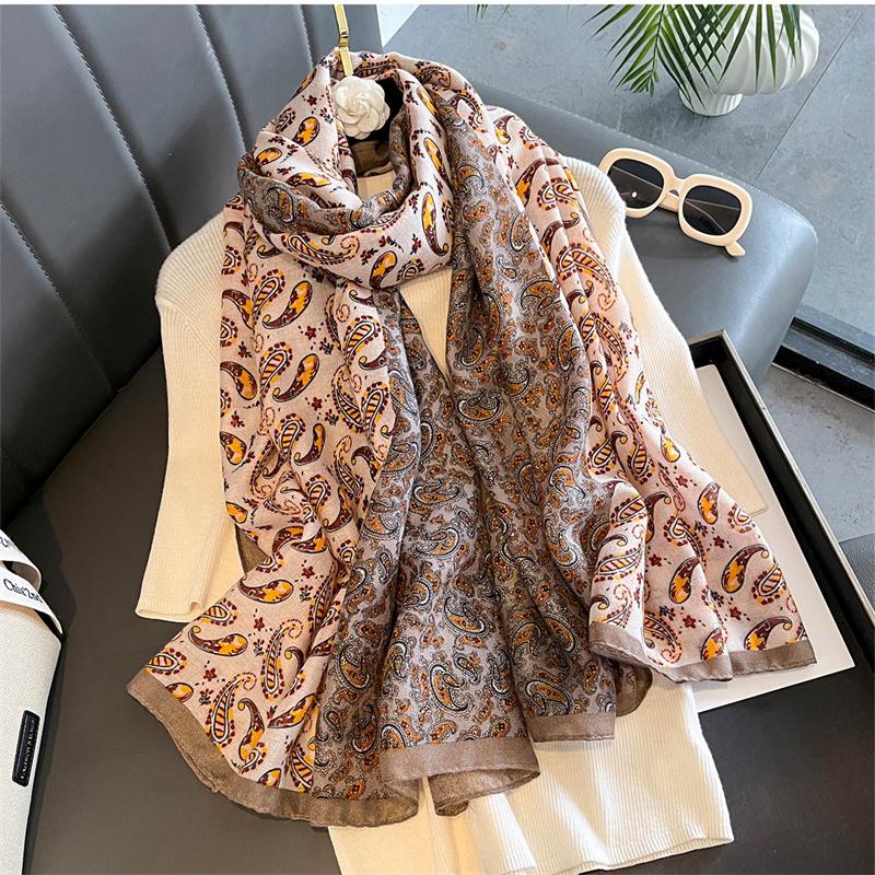 

New Spring Women Cotton Scarf Beach Hijab Shawls and Wraps Luxury Brand Flower Female Foulard Echarpe Designer Bandana 85x180cm