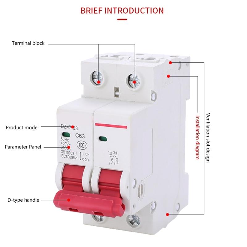 2P Direct Current 1000V DIN Rail Mount Electrical Device with 6kA Capacity Short Circuit Defense for Home Safety
