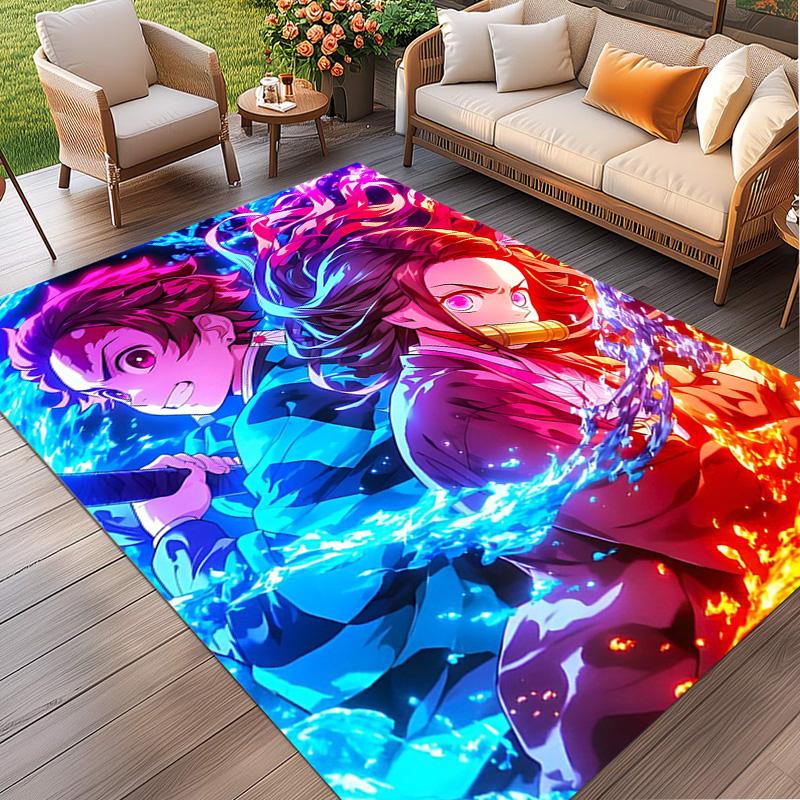 Demon Slayer Print Rug, Washable Floor Carpet, For Entryway Dorm Laundry Room Office Study, Home Decor Birthday Christmas Gift