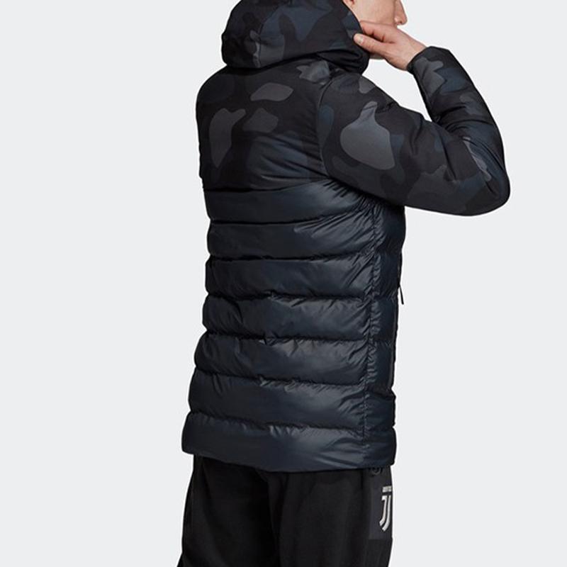 Adidas Jachetă din bumbac, cu glugă, cu glugă, bloc de culoare Juventus, pentru bărbați, îmbrăcăminte exterioară Albastru DX9202