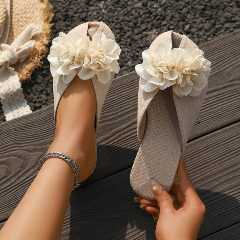 Fairy wind flower French bag head half slippers women's shoes new popular spring and summer lazy temperament cool slippers