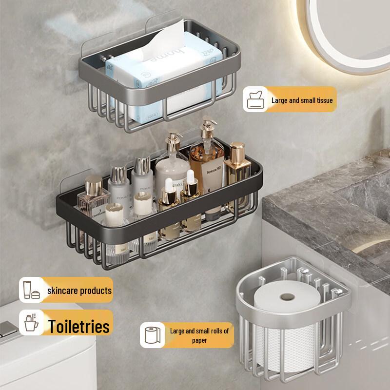 LIEI No-Drill Bathroom Shelf with Tissue Box